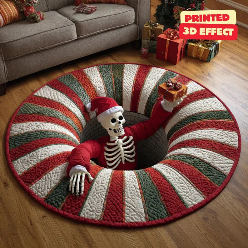 Christmas skeleton 3D printed round rug