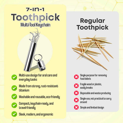 7-in-1 Titanium Toothpick & Multi-Tool Keychain