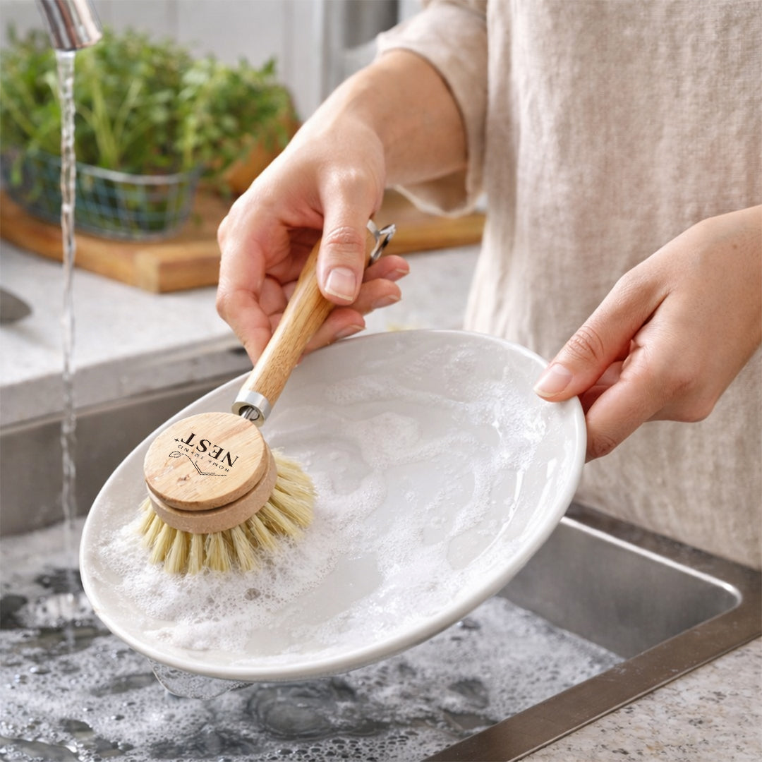 Bamboo Dish Brush with Natural Sisal Bristles | Zero Waste Kitchen Tool