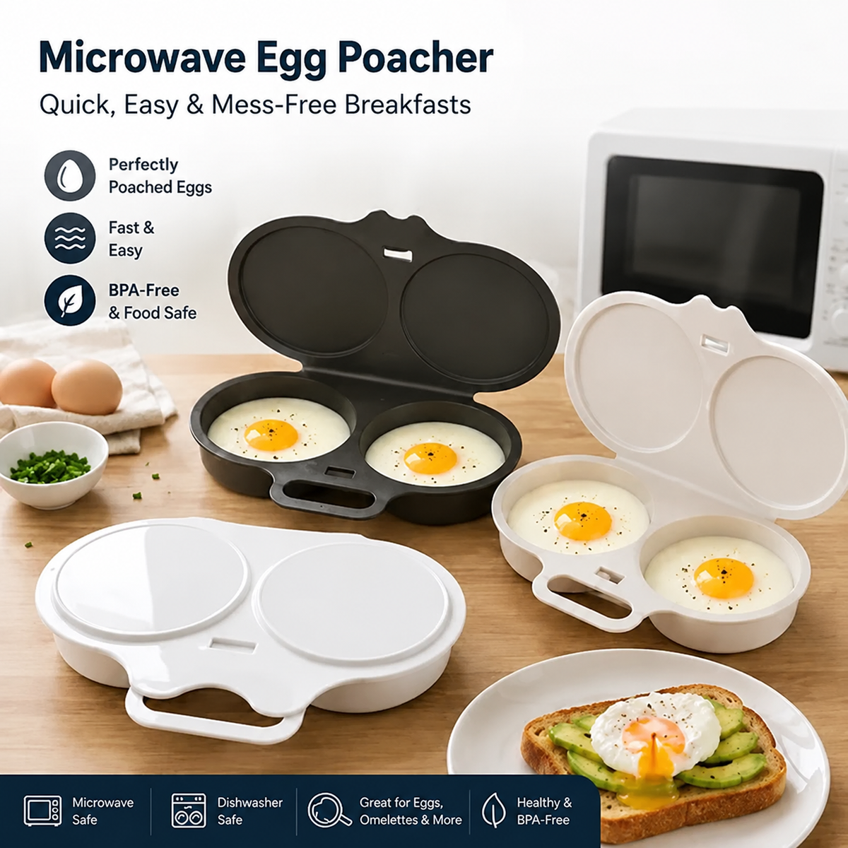 🍳 Make Breakfast Easier — Microwave Egg Poacher Makes 2 Eggs In 1 Minute