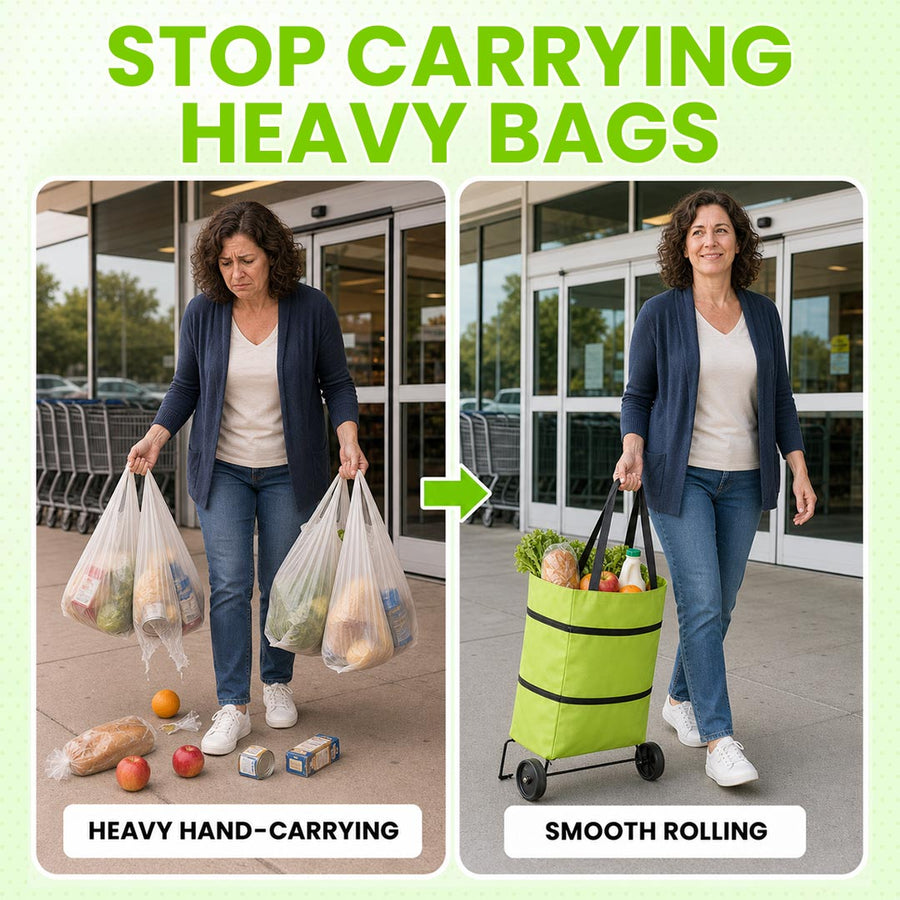 Foldable shopping bag carried as a tote
