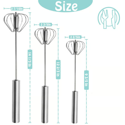 Semi-Automatic Stainless Steel Push Rotary Whisk Set