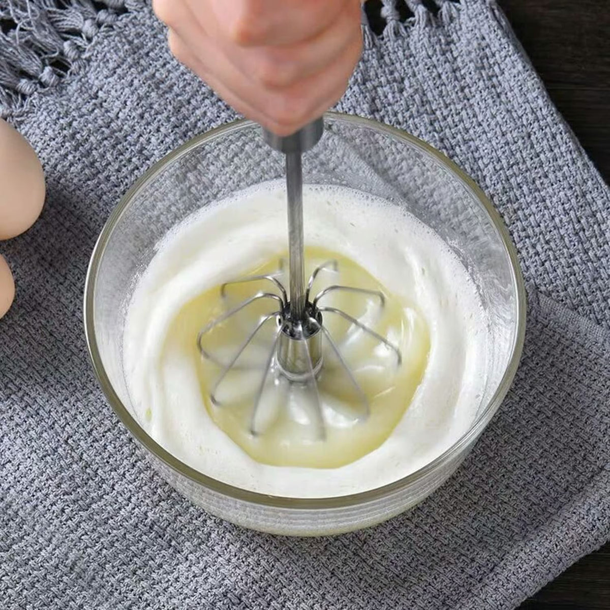Semi-Automatic Stainless Steel Push Rotary Whisk Set